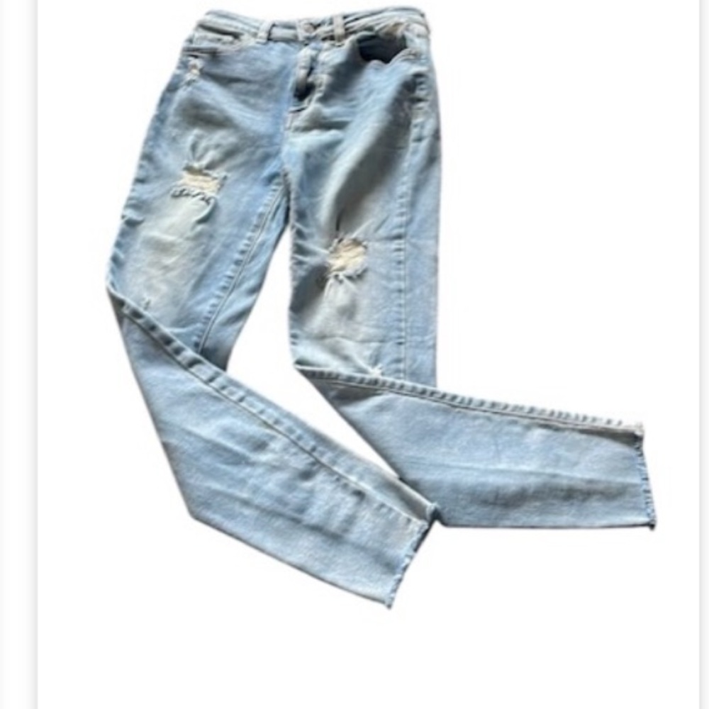 Women’s size 5 Eunina distressed Bella super high-rise skinny ankle blue jeans